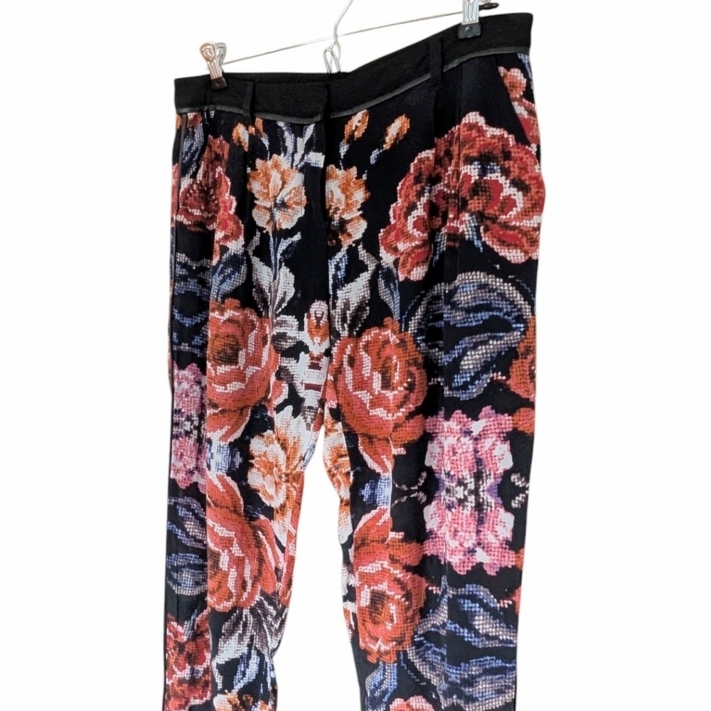 Greylin Paloma 100 Silk Floral Pants Women Small Black Anthropologie - Picture 4 of 12